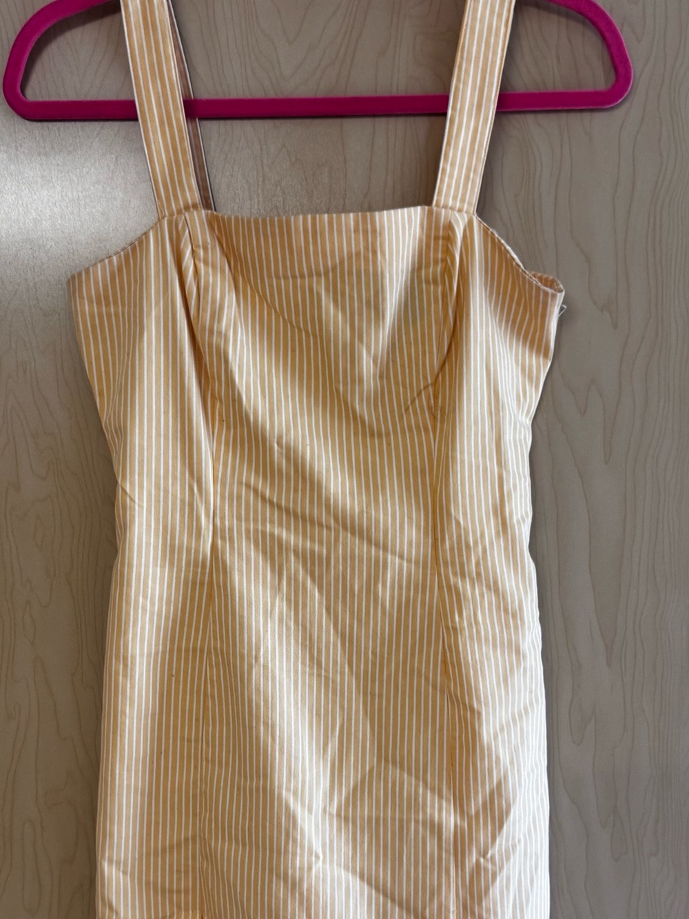 Yellow Stripe Square-Neck Women's Dress